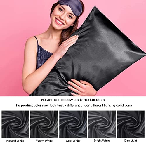 BEDELITE Satin Body Pillow Cover, Super Soft and Cooling Body Pillow Pillowcase for Hair and Skin, Breathable Silky Full Long Pillowcase Cover(20"x54", Black) 6
