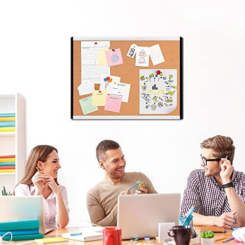 Amazon Basics Cork BulletinBoard, 23" x 17", Pin Board for Office & Home with Aluminum/Plastic Frame, 1 Pack 5