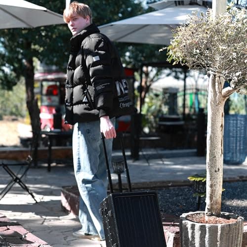 UrbanExplorer 20 Inch Carry On Luggage TSA Approved, Aluminum Frame Zipperless Luggage Carry On with Compartment for Short Trips, ABS+PC Hard Shell Suitcases with Spinner Wheels, Black 8