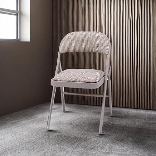 MECO 4-Pack Steel Frame Folding Dining & Event Chairs, Chicory Lace Motif Upholstery, Beige - Foldable Seating with Cushioned Seat and Padded Back for Kitchen, Parties or Game Tables 6