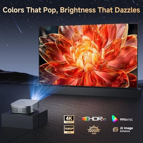 [Short Throw/Built in Apps] Projector 4K with WiFi and Bluetooth, 2000ANSI TOF Auto Focus Keystone Smart Projector for Dolby Audio Home Theater Movie, Kogata Outdoor Projector Portable Ceiling Gray 5