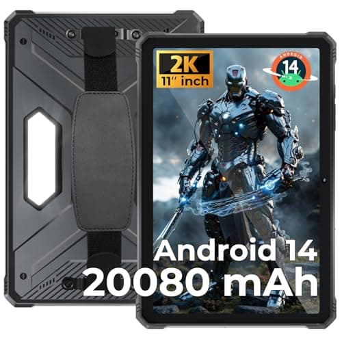 HOTWAV R9 Pro 2025 Rugged Tablet Android 14-2K 11 Inch 20080mAh Waterproof Tablet, 20GB+256GB/2TB SD Outdoor Tablets, 64MP+16MP Camera IP68&IP69K/Dual SIM 4G/WiFi 5/Face ID, GPS/OTG/Camping Lantern