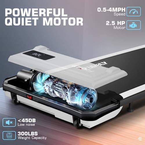 Under Desk Treadmill, Walking Pad Treadmill for Home Office, 2.5 HP Portable Walking Treadmills 300 lb Capacity, Compact Walking Jogging Running Machine with Remote Control and LED Display 3