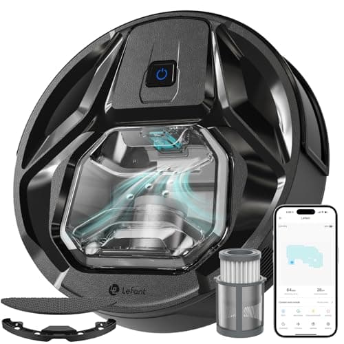 Lefant M320 Robot Vacuum Cleaner, Carpet Detection, 6,000 Pa Suction, Low Noise, 800ml Visible Dustbin, 210 Mins Runtime, Self-Charging, Works with Alexa, Ideal for Hard Floor, Pet Hair, Black