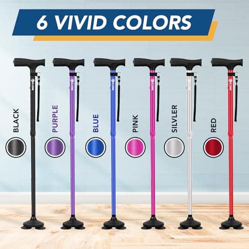 ELESIK Walking Cane - Folding Canes for Women for Stability, Adjustable Canes for Seniors Women Balance, Canes for Men Heavy Duty with T Handle & Pivot Base Design, Walking Stick with Nylon Strap 8