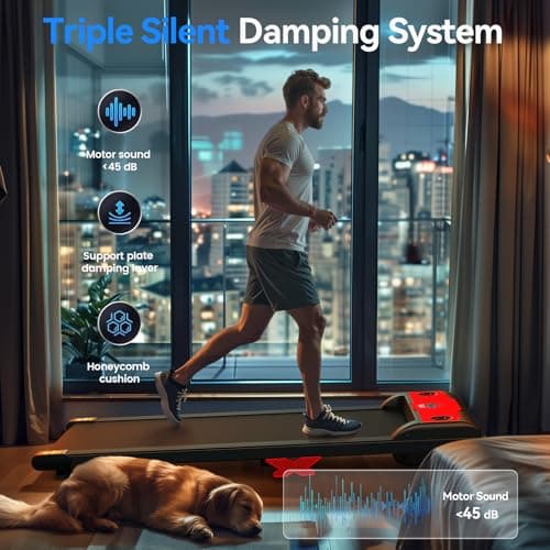 Servfit Walking Pad with Incline, 2.5HP Under Desk Treadmill, 3 in 1 Portable Treadmill with Remote Control, LED Display, Hidden Safety Switch, Mini Walking Jogging Machine for Home Office, Red 7