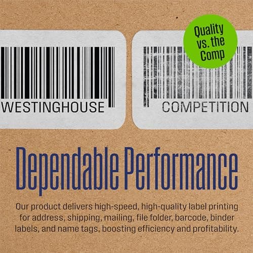 Westinghouse Thermal Shipping Label Printer USB, 4x6 Label Commercial Grade, Compatible with USPS, UPS, FedEx, Shopify, Amazon, Small Business, Desktop Label Printer for Packages, Includes Labels 11