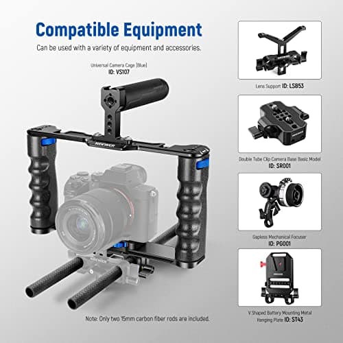 NEEWER 15 mm Carbon Fibre Extension Rods Pack of 2, Compatible with SmallRig Compatible with Tilta Shoulder Support System 15 mm Rail Follow Focus for DSLR Camera, SR002 (30 cm) 7