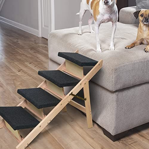 BRIKY 2-in-1 Dog Stairs/Ramp with 4 Steps, Foldable Dog Stairs for High Beds Cars Couch, Durable Wooden Pet Stairs for Small Medium Large Dogs, No Assembly Required 6