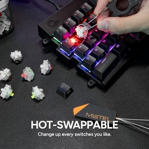 BAROCCOMiSTEL MiSTEL MD600 Alpha BT RGB, Split Keyboard, Ergonomic Mechanical Keyboard, 60%, PBT Double Shot Keycap (Transparent), Bluetooth5.0, Mac/Windows OS Compatible -Gateron G Pro Brown 7