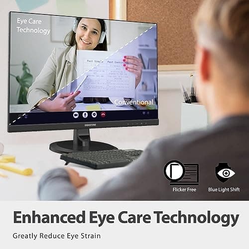 Gigastone 27 inch IPS LED Back Light Monitor 2-Pack 75Hz FHD 1920 x 1080, 178° Wide View Frameless, Dual Monitor, 5ms, Built-in Speakers, Eye Care Technology, Ergonomic Tilt VESA Mount, HDMI VGA 3