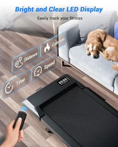 DeerRun Under Desk Walking Pad Treadmill for Home & Office, 6% Manual Incline, 0.6–3.8 MPH Walking Speed, 300 lb Capacity, App & Remote Control 6