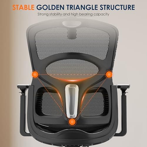 GABRYLLY Ergonomic Office Chair, High-Back Desk Chairs with Adjustable Lumbar Support, Headrest, Tilt Function, Soft Wide Seat and 3D Armrest, 300 LBS Sturdy Home Mesh Chair Task Chairs, GY1070 8