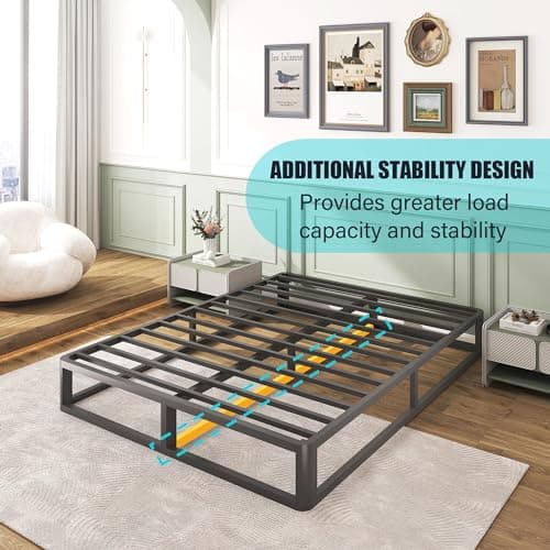 Firpeesy Upgrade Anti Bending and Round Corner Legs 10 inch Metal King Bed Frame 3500 LBS Heavy Steel Slats Support Platform Bed Frames No Box Spring Needed Platform Noise Free Easy Assembly 6