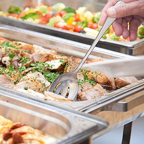 AOOSY 2 Pieces Stainless Steel Flatware Serving Sets, 8.7-Inch Long Handle Slotted Spoons and Serving Spoons for Buffet, Banquet, Cooking, and Kitchen 5