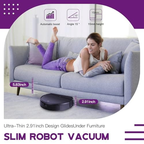 Kilgone Robot Vacuum and Mop Combo, Tangle-Free Powerful Suction, Robotic Vacuum Cleaner - Alexa & App Scheduling, Long Runtime, Automatic Robot Vacuum Cleaners for Home 5