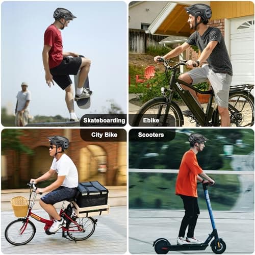 Bike Helmet, Helmets for Adults Men, Front and Back LED Lights Safe Certified MTB Road Bicycle Helmet with Adjustable Brim 6