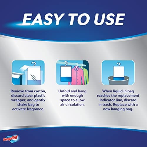 DampRid Fragrance Free Hanging Moisture Absorber, 15.4 oz., 6 Pack - Eliminates Musty Odors for Fresher Air, Ideal Moisture Absorbers for Closet, 10% More Moisture Absorbing Power* 7