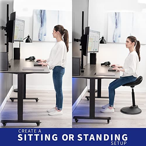 VIVO Dual Monitor Stand Up Desk Mount Extra Tall 39 inch Pole, Fully Adjustable Stand for up to 32 inch Screens, Black, STAND-V032T 5