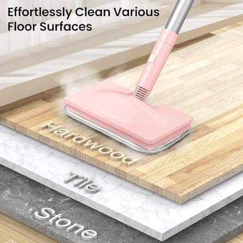 Czlife Z7 Steam Mop for Floor Cleaning, 13-in-1 Handheld Steam Cleaner for Home Tile Grout Hardwood Laminate Furniture Couch Clothes Carpet, Multi-Purpose Floor Steamer Machine, Corded (Pink) 6