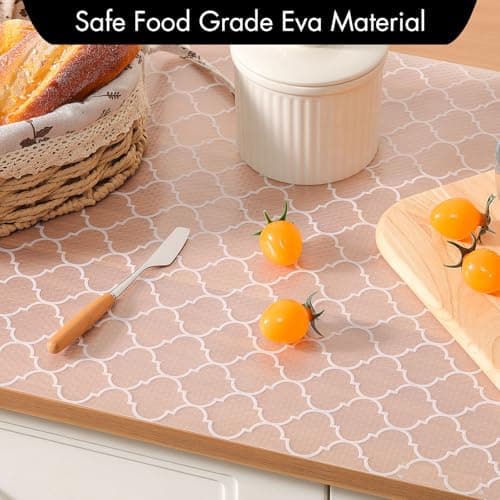Cooyes Shelf Liner for Kitchen Cabinets – Non-Adhesive Waterproof Drawer Liner – Durable EVA Material Easy-to-Cut Shelf Paper for Refrigerator, Cupboard, Dresser with Modern Pattern (17.7"W x 78.7"L) 7