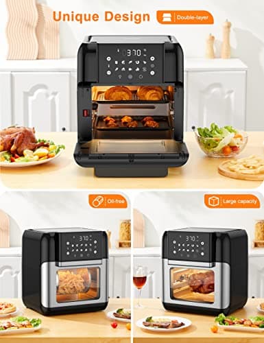 Innsky 10.6 Quart Air Fryer Oven with Rotisserie & Dehydrator, 【Patent & Safety Certs】10-in-1 Air Fryers Toaster Oven Combo, Airfryer Countertop Oven, 6 Accessories, 32+ Recipes, ETL Certified, 1500W 8