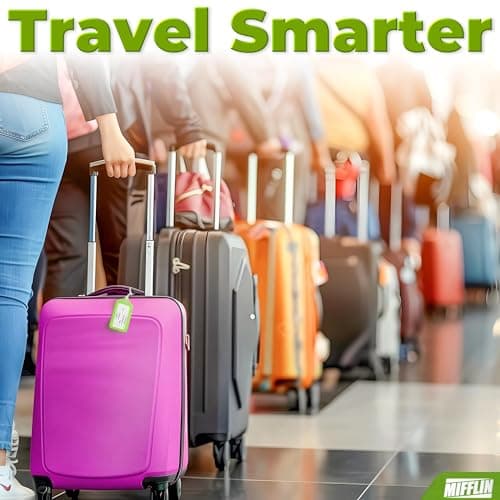 Mifflin-USA Luggage Tags (Assorted, 6 PK), Bag Tag for Baggage, Suitcase Tags Bulk 6