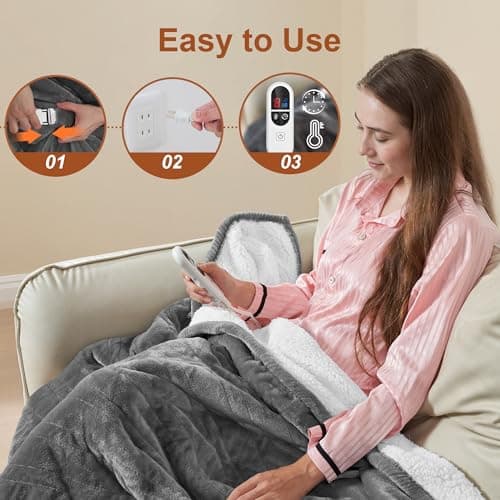 Electric Blanket Heated Full Size, Ultra-Soft 84" x 72" Heating Blankets, Fast, Even & Efficient Heating, 1-12 Hours Auto-Off and 6 Heatin Settings, UL Listed for Safety, Warm Gift for Grandma 5