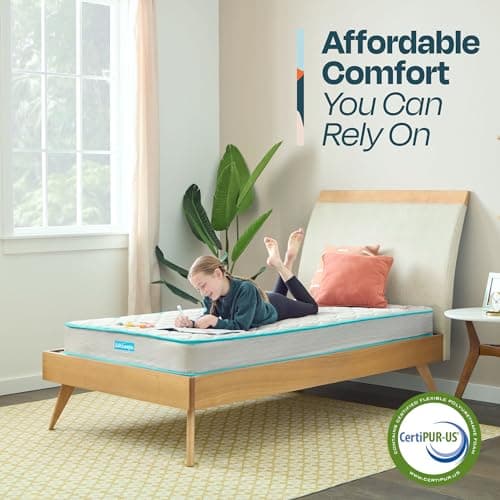 Linenspa 6 Inch Mattress - Firm Feel - Bonnell Spring with Foam Layer - Mattress in a Box - Youth or Kids Bed - Guest Bedroom - Durable and Breathable Support - Affordable - Twin Size 5