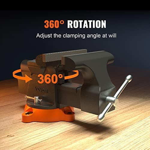 VEVOR Bench Vise, 6-inch Jaw Width 5.9-inch Jaw Opening, 360-Degree Swivel Locking Base Multipurpose Vise w/Anvil, Heavy Duty Ductile Iron Workbench Vise w/Bolts & Nuts, for Drilling, Pipe Cutting 8