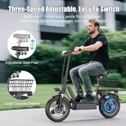 1000W Peak Motor Electric Scooter for Adults, 35 Miles of Range Scooter with Seat, 25 MPH Top Speed, 48V 13Ah Battery, Dual Suspension, Foldable E Scooter with Rear Basket for Cargo, Commuting 7