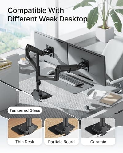 monTEK Adjustable Steel Monitor Mount Reinforcement Plate, Desk Stabilizer Plate for Thin, Glass or Fragile Desks,Universal Protective Support for C-Clamp & Grommet Monitor Arms, No Scratch Bracket 5