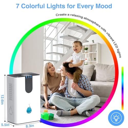 WiFi-Enabled Dehumidifier Dehumidifiers for Home Up to 850Sq.Ft Dehumidifier for Basement with 85OZ Water Tank Alexa Voice APP Control, Auto Shut Off & 7 Color LED Lights Ideal for Bedroom RV 1 4