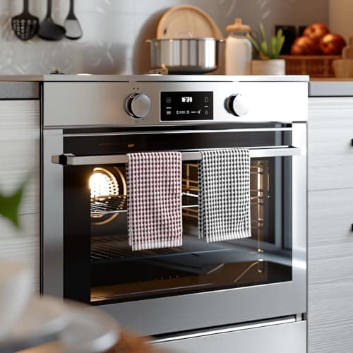 SALAS Cotton Dish Towels Cloths for Kitchen Drying Dishes, Lattice Terry Kitchen Towels, Absorbent Cloths with Hanging Loop, 16‘’ x 26‘’, 4 Packs, Wine Red and Black 6