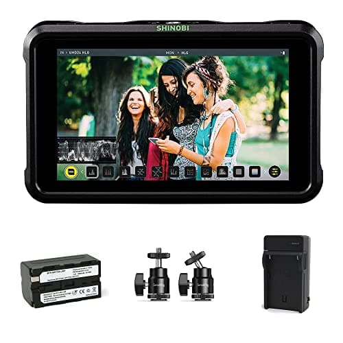 Atomos Shinobi 5-Inch 4K Photo and Video Portable Monitor | 1920 x 1080 Touchscreen Display Video Monitors with HDMI 2.0 in/Out | SmallRig Camera Hot Shoe Mount, Battery & Charger Bundle Set