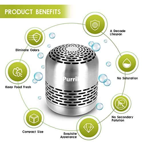 Purriko Refrigerator Deodorizer,Lasts up to 10 Years,Refrigerator Odor Eliminator,Fridge Deodorizer,More Effective Than Baking Soda Bamboo Air Purifying Bags 5