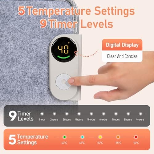 Wasrch Under Desk Warmer Portable Space Heater, Leg Warmer Foot Warmer for Office & Home, Whisper Heat Foldable Energy Efficient With Thermostat Timer Auto Shut Off 6