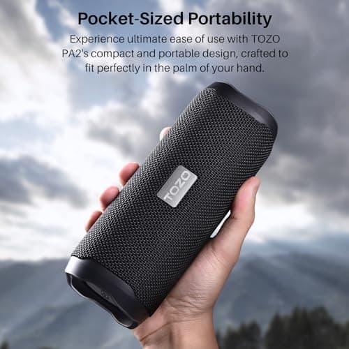 TOZO PA2 Bluetooth Speaker with Dual Drivers & Dual Bass Diaphragms, Deep Bass Loud Stereo Sound, 25H Playtime, Custom EQ App Portable Wireless Speaker for Home Outdoors Travel Black 6