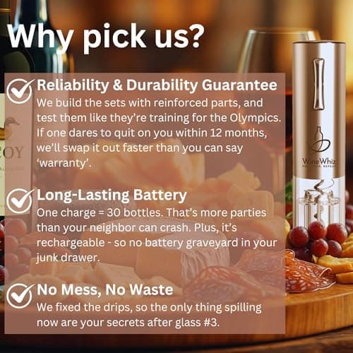 Electric Wine Aerator & Opener Set with Accessories, Rechargeable Automatic Corkscrew, Aerator, Dispenser, Foil Cutter Tool, Stopper, Wine Lovers Gift for Housewarming, Birthday, Registry, Anniversary 7
