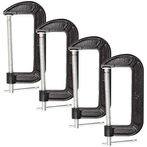 Abuff 4 Piece 6 Inch C-Clamp Set - Industrial Strength, Heavy Duty Iron C Clamps for Woodworking, Welding, and Building