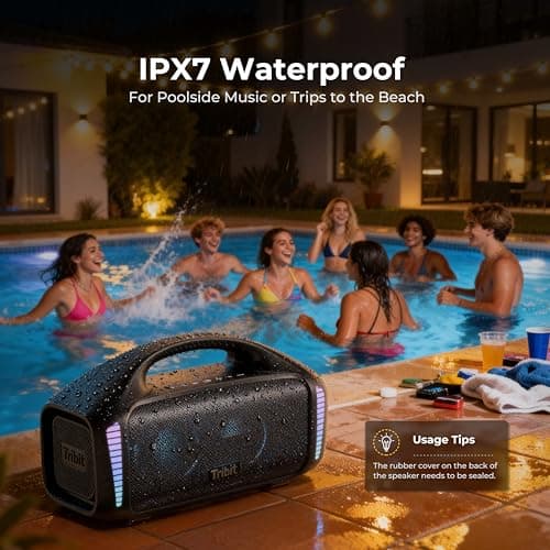 Tribit StormBox Blast Portable Bluetooth Speaker, (140W Peak) 90W Loud Stereo Sound with 30H Playtime, IPX7 Waterproof, LED Light, Wireless, XBass, BT5.3, TWS, Custom EQ, Party/Outdoor/Camping/Beach 6