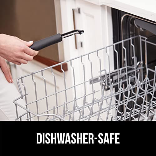 GORILLA GRIP Patented BPA-Free Sharp Stainless Steel Dual Swivel Vegetable Peeler, Soft Comfortable Handle, Smoothly Peel Apples Potatoes Carrots, Includes Blade Cover, Kitchen Tool Peelers, Black 8