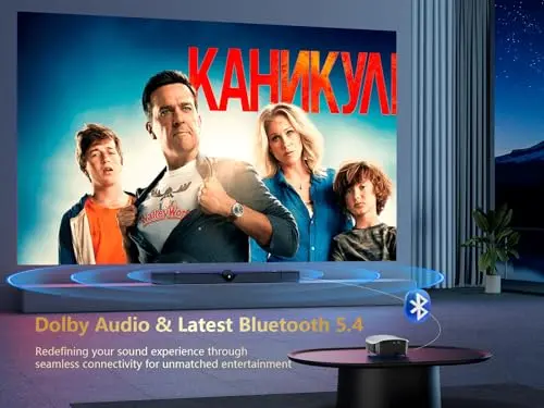 GooDee 4K Smart Projector with 5G WiFi and Bluetooth, Built-in Streaming Apps, Dolby Audio 400" Outdoor Movie Projector for Home Theater, Compatible with TV Stick, iOS, Android 7