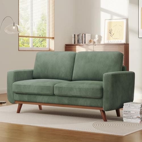 Vesgantti 68" Loveseat Sofa - Green, Comfy Corduroy with Spring Cushion, Solid Wood Frame, Modern Deep Seat, Bedroom & Living Room, Office Couch 6