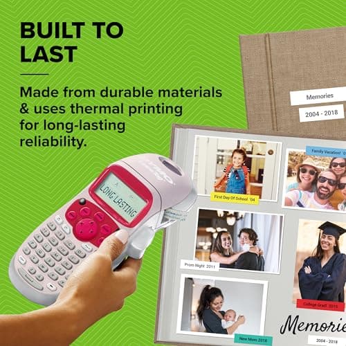 DYMO LetraTag LT-100H Handheld Aesthetic Label Maker, ABC Keyboard Label Printer with Easy-to-Use, 13 Character LCD Screen, Great for Home & Office Organization, Pink 6