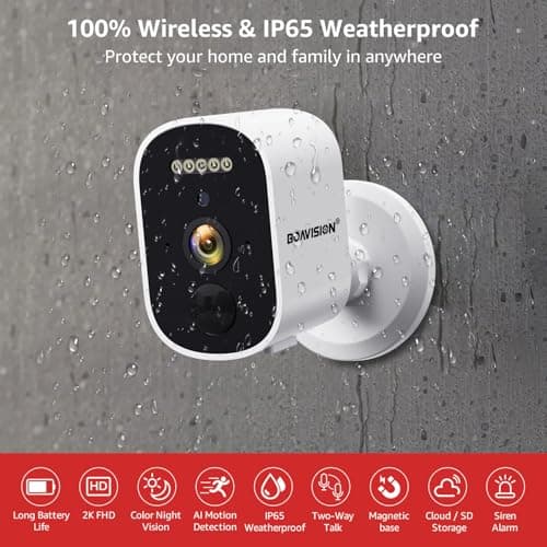BOAVISION 2K Wireless Security Camera for Outdoor Home Security, AI Motion Detection, Color Night Vision, Spotlight, Waterproof, Battery Powered, Magnetic Mount, Cloud & SD Storage 5