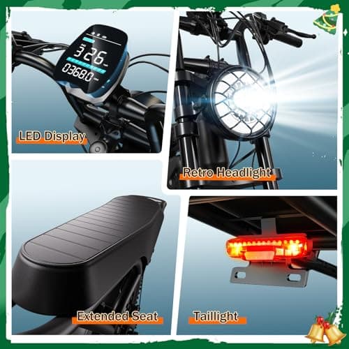 TST Electric Bike for Adults, 1500W Peak Motor Ebike with 48V 15Ah Built-in Battery, 60 Miles Range 28 MPH Electric Bike, 20" All-Terrain Fat Tire E Bike with Hydraulic Suspension 7