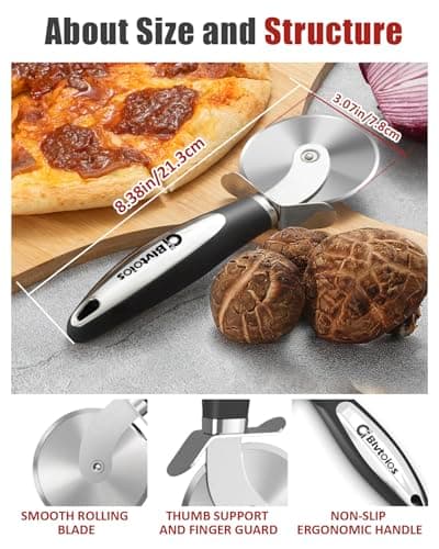 Blvtoios Premium Pizza Cutter, Multi-Purpose Stainless Steel Pizza Cutter Wheel with Non-Slip Soft Touch Handle, Perfect for Cutting Pizza, Dough and Pastry, Dishwasher Safe 5