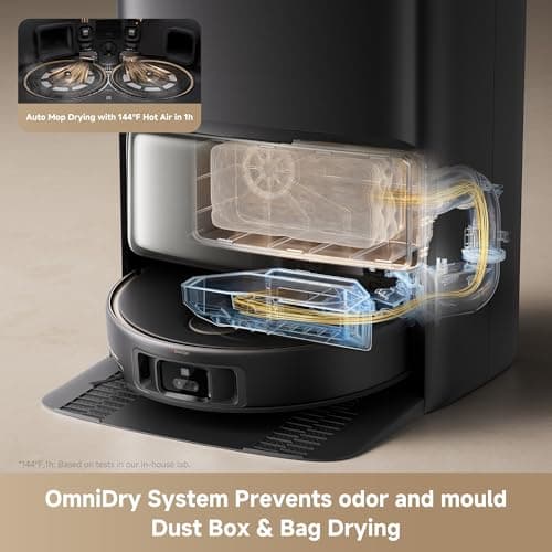 Mova V50 Ultra Complete Robot Vacuum and Mop Self-Cleaning, 24,000 Pa Suction, Liftable Navigation with Obstacle Overcoming and Warm Water Mopping with DuoSolution System Designed for Pets, Black 6