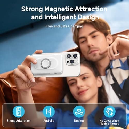 WASTDE Magnetic Power Bank 20000mAh, Wireless Powerbank Fast Charging, 4-in-1 Portable Charger with USB-C/iOS Cable, Battery Pack with Stand for iPhone 17-12 All Series(White 5